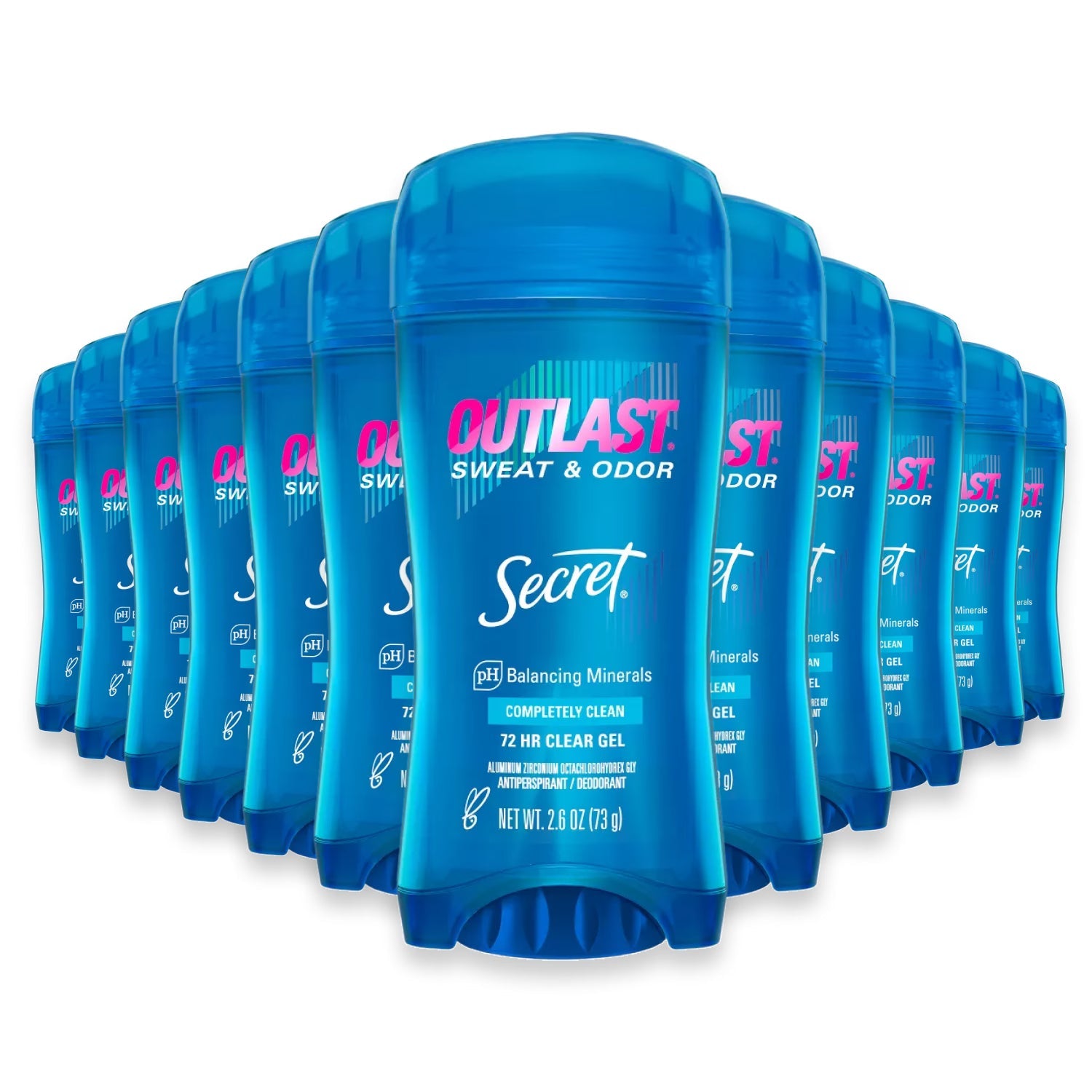 Secret Outlast Clear Gel Antiperspirant & Deodorant Completely Clean 2.6 oz 12 Pack