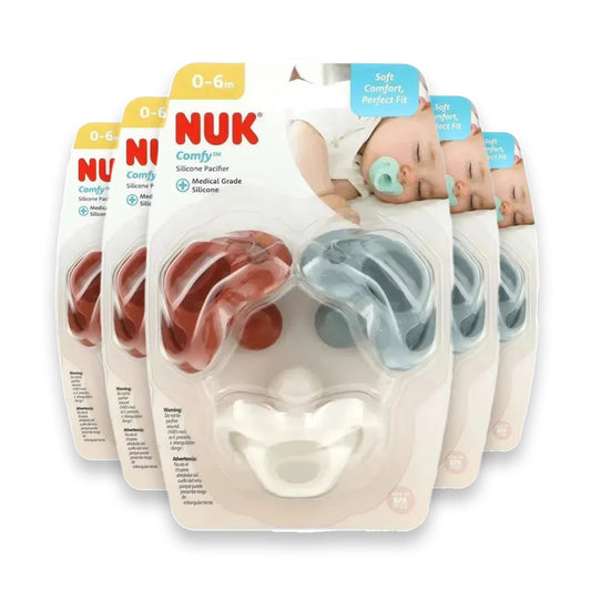 NUK Comfy Silicone Pacifier 0-6 Months Earth Tones 3 Ct 12 Pack